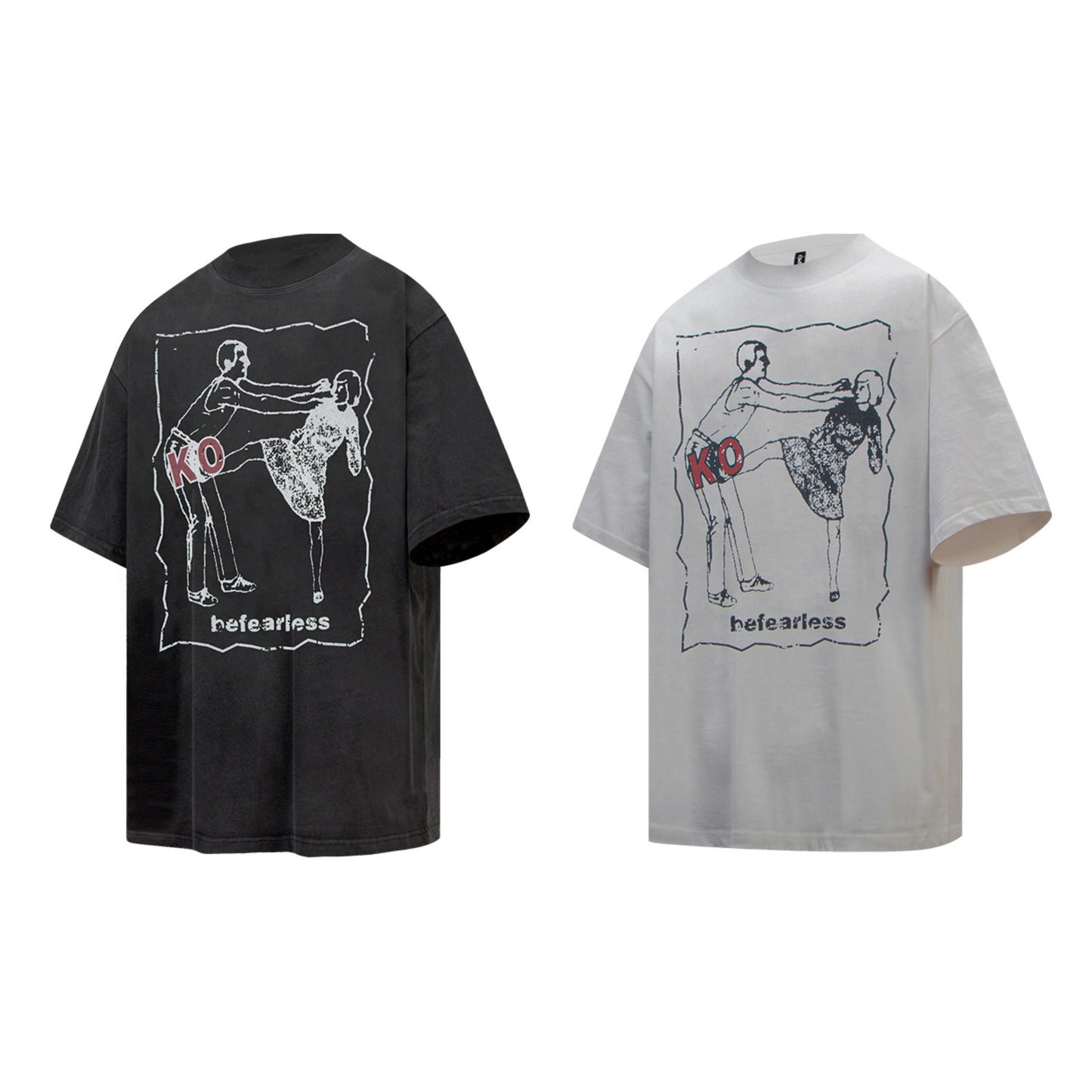 Unisex T-shirts 6110 Summer Painting Pattern Men's Loose Short Sleeve T-Shirt