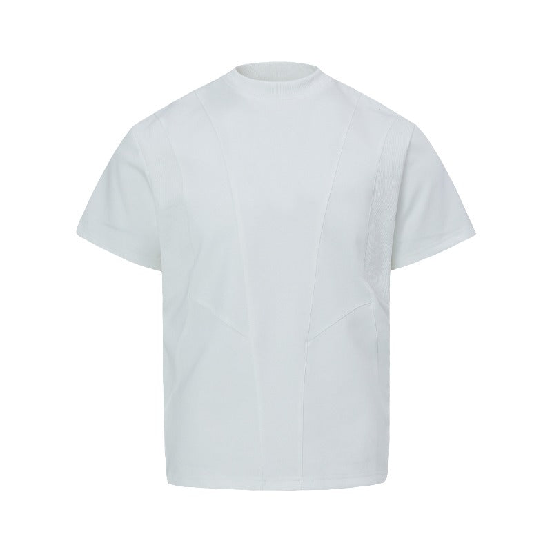 Men's t-shirt - american retro unisex air layer solid color deconstructed design - men's high street slim fit short sleeve tee