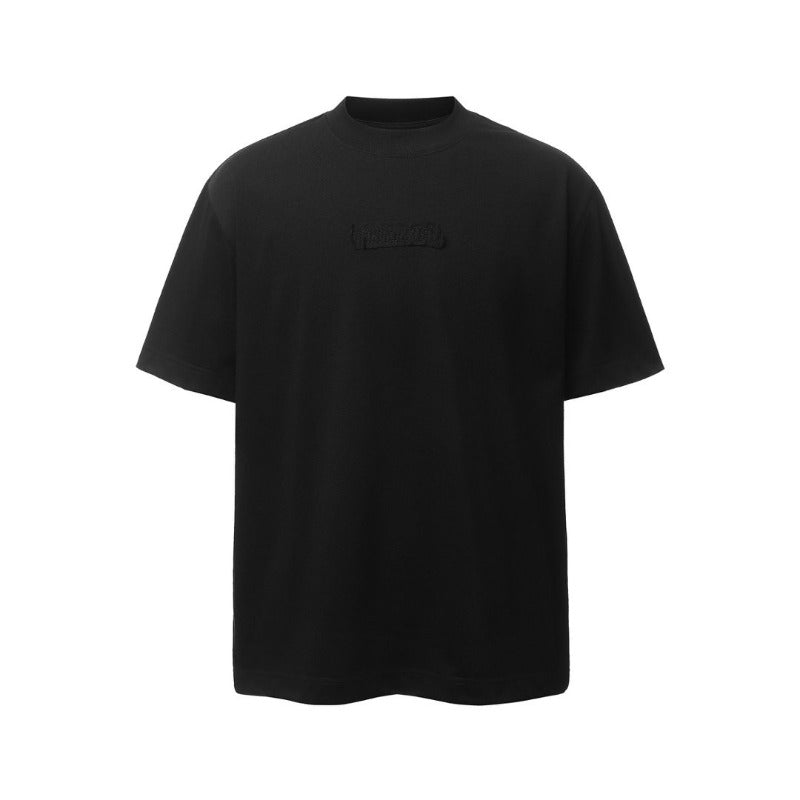 Men's t-shirt - american retro heavyweight double yarn letter patch embroidery design - men's high street oversized short sleeve tee