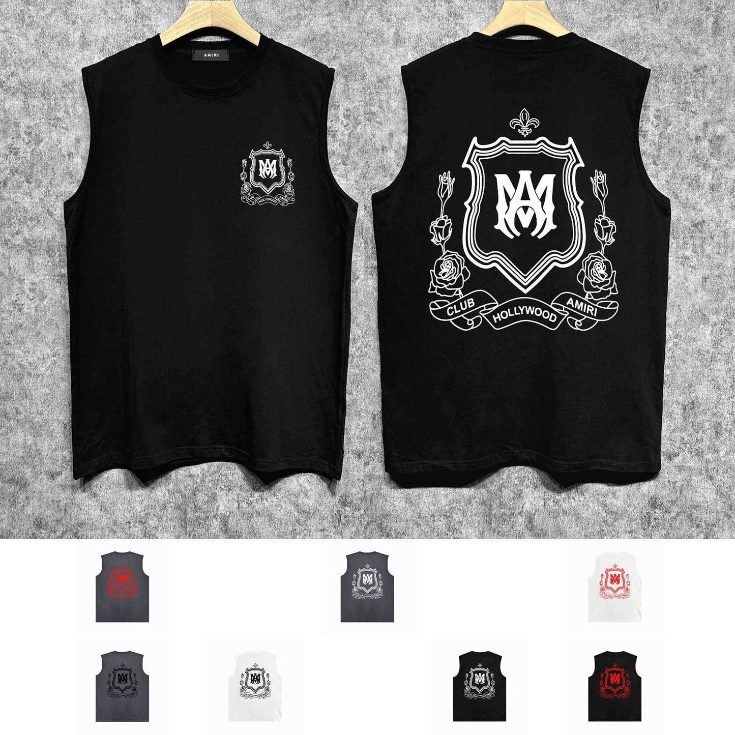 Amiri tank top flower shield printing