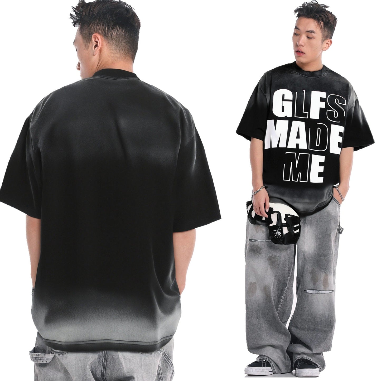 Unisex T-shirts summer men's and women's washed and old loose short-sleeved T-shirts