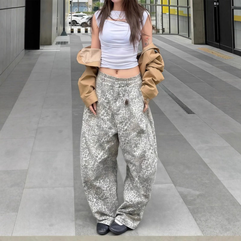 Women's jeans leopard print women's trousers
