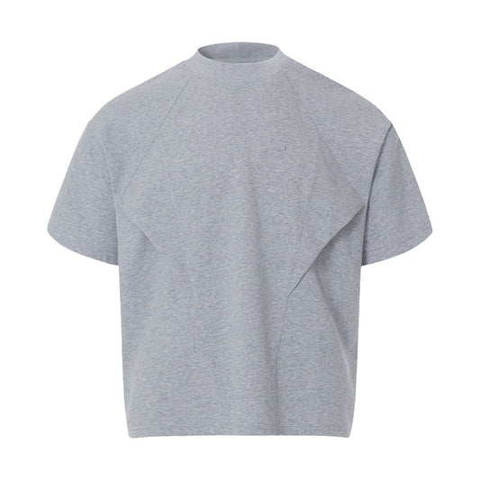 Men's t-shirt - american retro streetwear, unisex, solid color, versatile, deconstructed design, high street style, relaxed fit, short sleeve tee