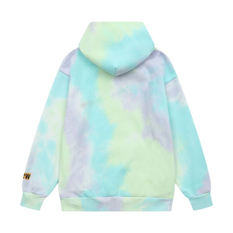 Drew house hoodie fall and winter d@ew tie-dye smiley face pattern pullover hooded sweatshirt