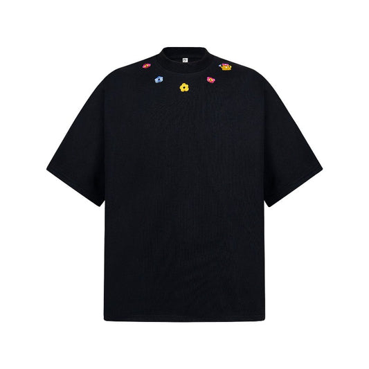 Men's t-shirt - american retro unisex short sleeve colorful thousand-needle embroidery design - men's high street loose fit t-shirt