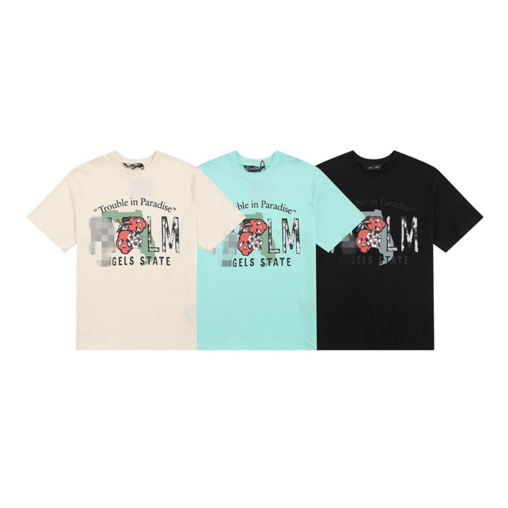 Palm Angels T Shirts Skull Letter Print Short Sleeve T-Shirt