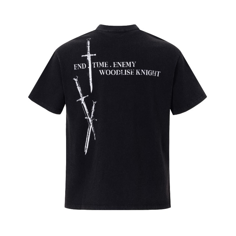 Men's t-shirt: wt american street style, unisex, premium feel, summer washed & distressed, letter design, men's loose fit short sleeve tee