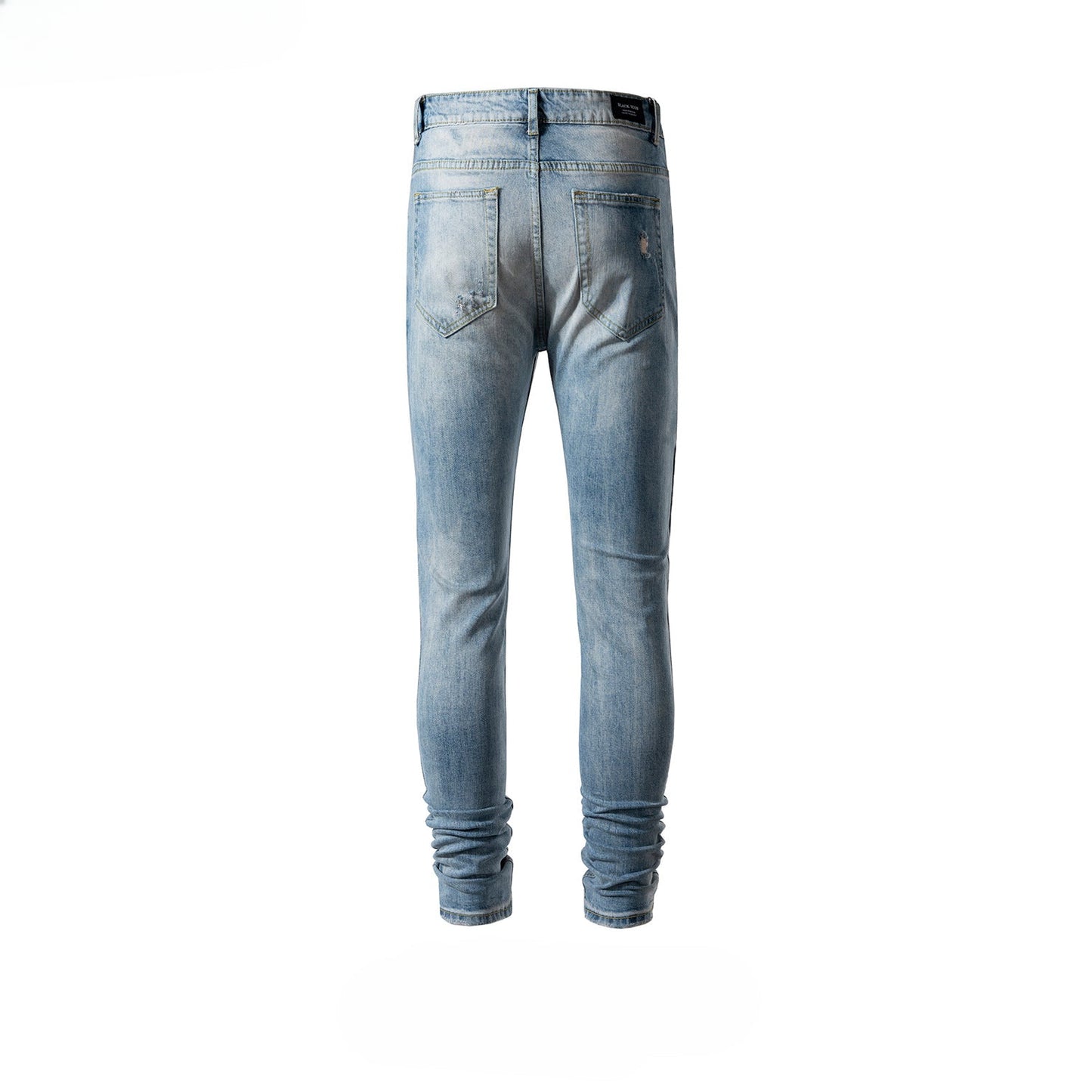 MIJKO Men's Vintage Pants MIJKO Men's Women's Wash Water Old Ripped Pants Slim-Fit Jeans
