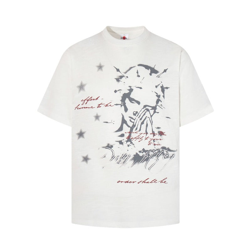 Men's t-shirt - american retro unisex g breathable bamboo cotton printed crew neck slim fit short sleeve tee