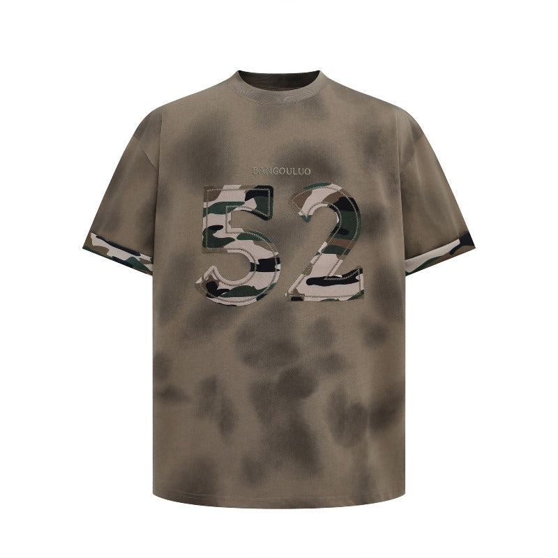 Men's t-shirt: american streetwear style, summer minimalist, premium patch embroidery design, men's relaxed fit short sleeve tee
