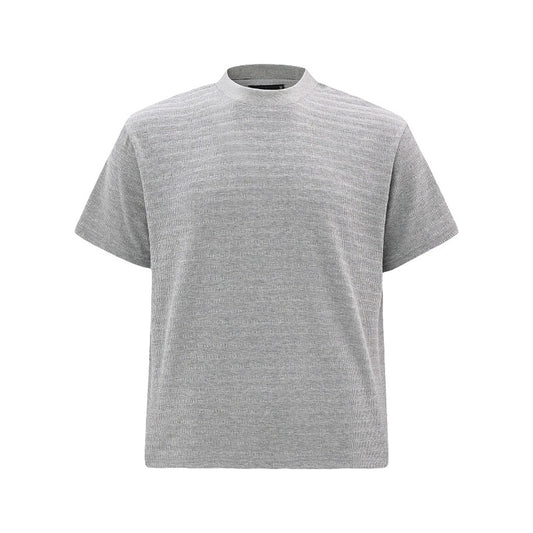 Men's t-shirt - vintage unisex style, textured micro-stretch fabric, solid color design, men's high street slim fit short sleeve tee