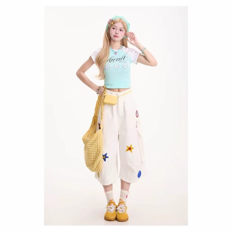 Women's jeans women's summer loose wide-leg cropped pants