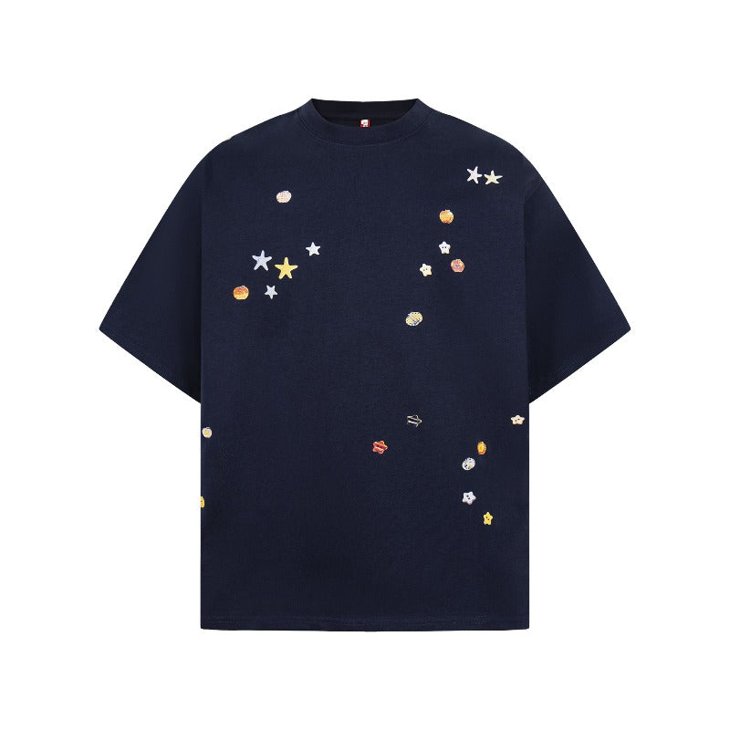Men's t-shirt - american retro unisex style, colorful cartoon print, short sleeve design, men's high street loose fit short sleeve tee