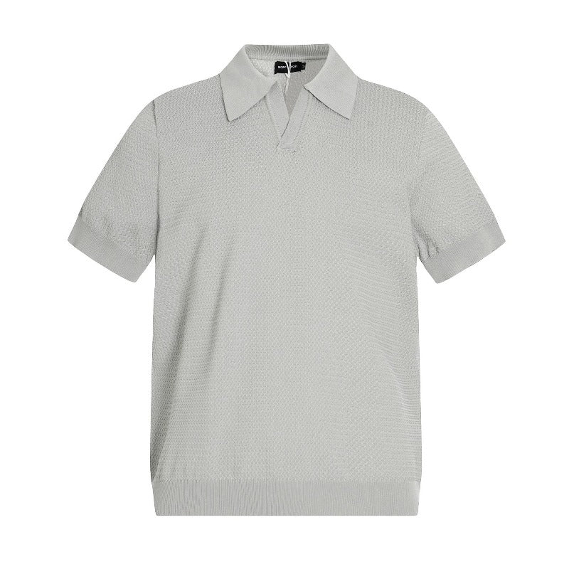 Men t shirt mfy american street niche style deconstructed short-sleeved tclassy lapel design men's slightly loose knitting shirt