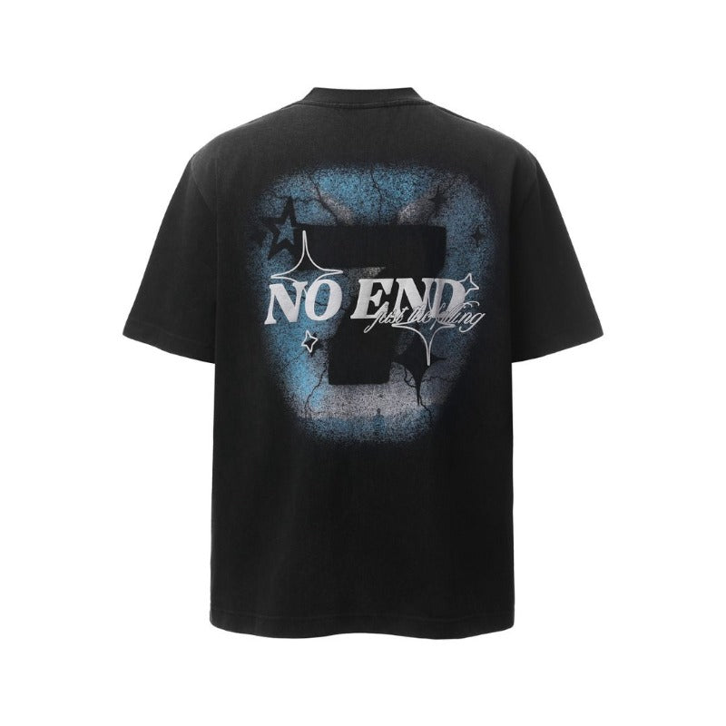 Men's t-shirt: american retro heavyweight double yarn high-quality streetwear letter print high street men's loose fit short sleeve tee
