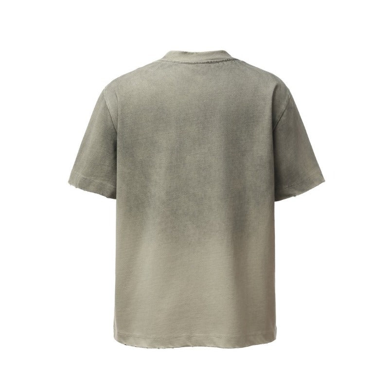Men's t-shirt - american retro heavyweight double yarn printed graphic tee - distressed design, high street style, relaxed fit short sleeve