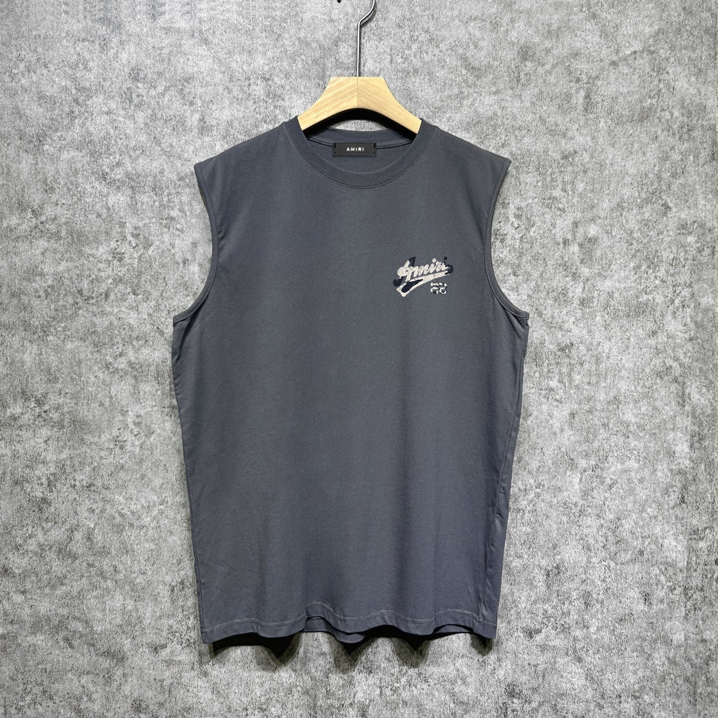 Amiri tank top with cracked letter and number print