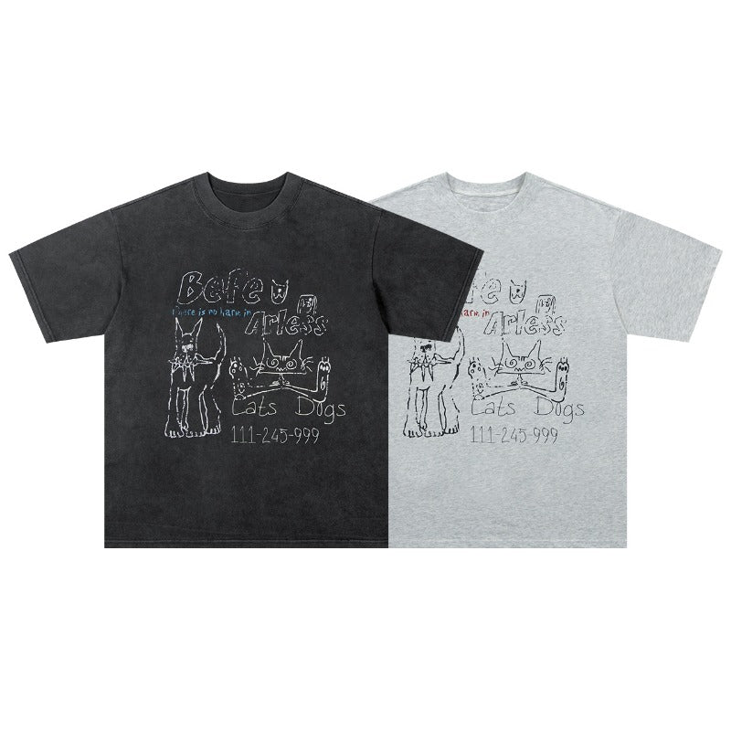 Men's t-shirt - american streetwear vintage distressed graphic design, relaxed fit, premium quality, unisex short sleeve tee