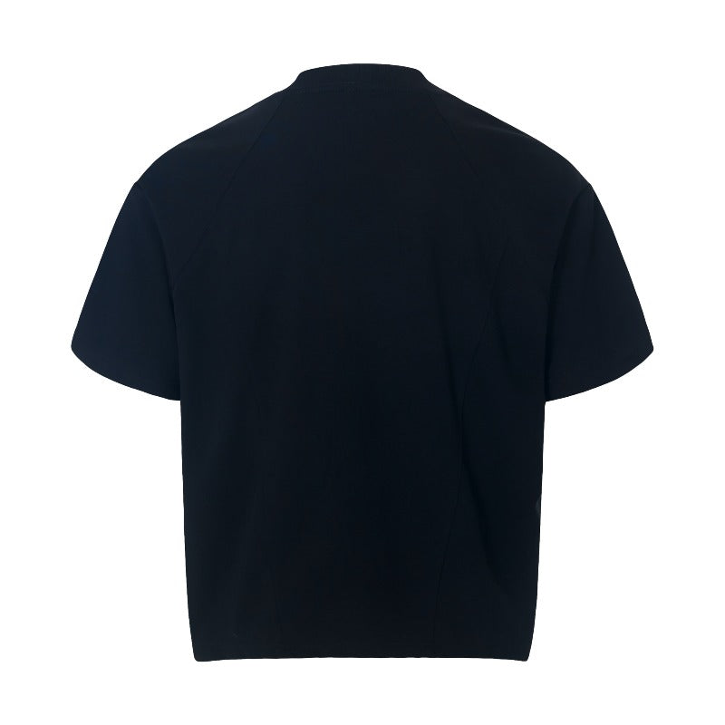 Men's t-shirt - american retro streetwear, unisex, solid color, versatile, deconstructed design, high street style, relaxed fit, short sleeve tee