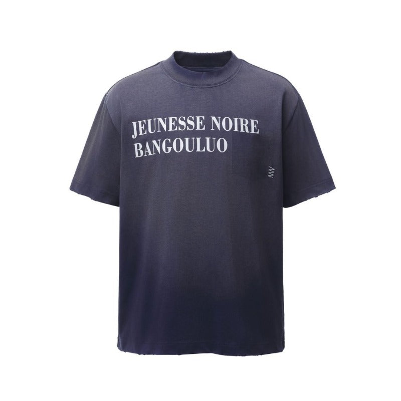 Men's t-shirt - american retro heavyweight double yarn printed graphic tee - distressed design, high street style, relaxed fit short sleeve