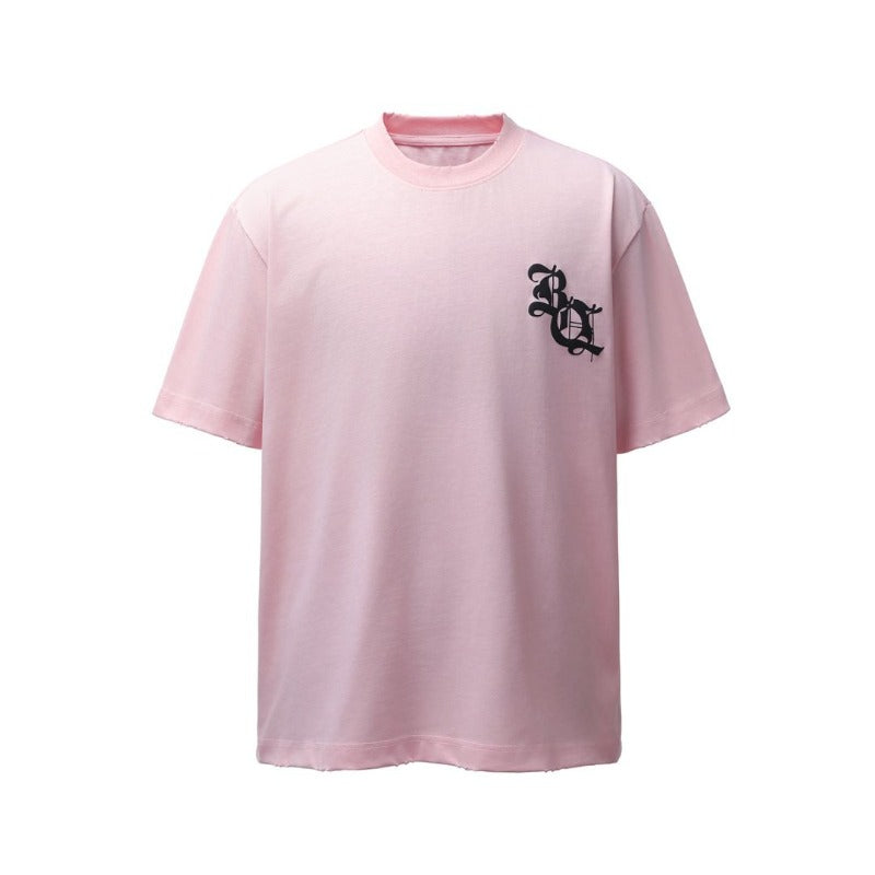 Men's t-shirt - american retro heavyweight double yarn logo print design, crew neck, high street style, relaxed fit short sleeve tee