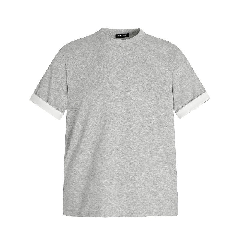 Men's t-shirt: american streetwear patchwork, niche deconstructed design, unisex high-end fit, short sleeve tee