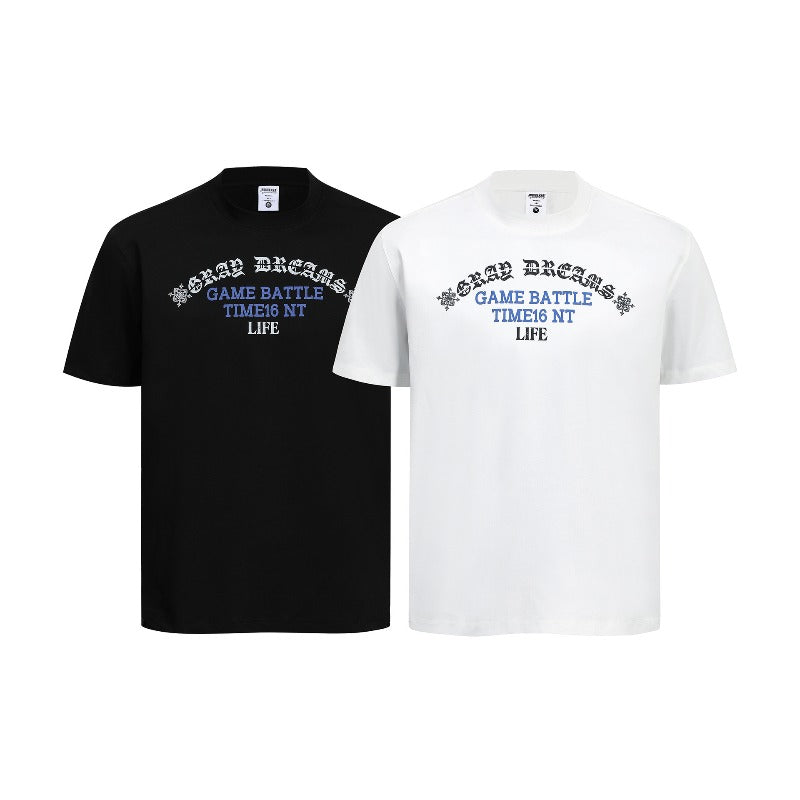 Men's t-shirt - american high street retro couple style streetwear gothic letter design crew neck slim fit short sleeve t-shirt