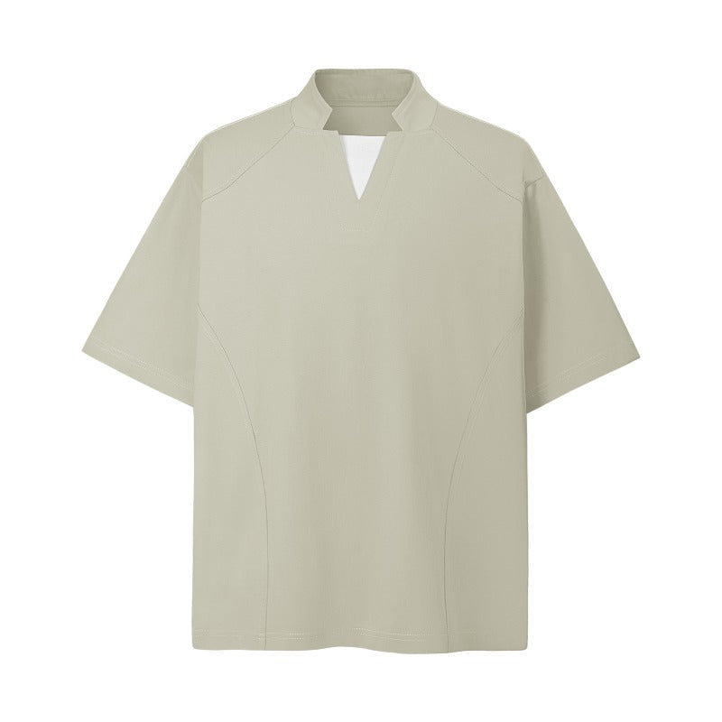 Men's t-shirt: american summer, unisex, premium feel, faux two-piece, retro deconstructed design, high-end short sleeve tee