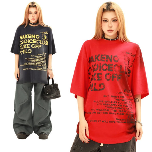 Men's t-shirt: american street style, unisex, vintage lettering, niche design, men's oversized, premium heavyweight short sleeve tee