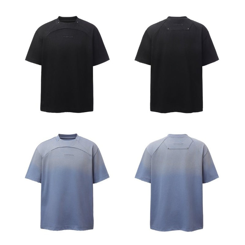 Men's t-shirt: american retro heavyweight double yarn embroidered logo deconstructed design high street oversized short sleeve tee