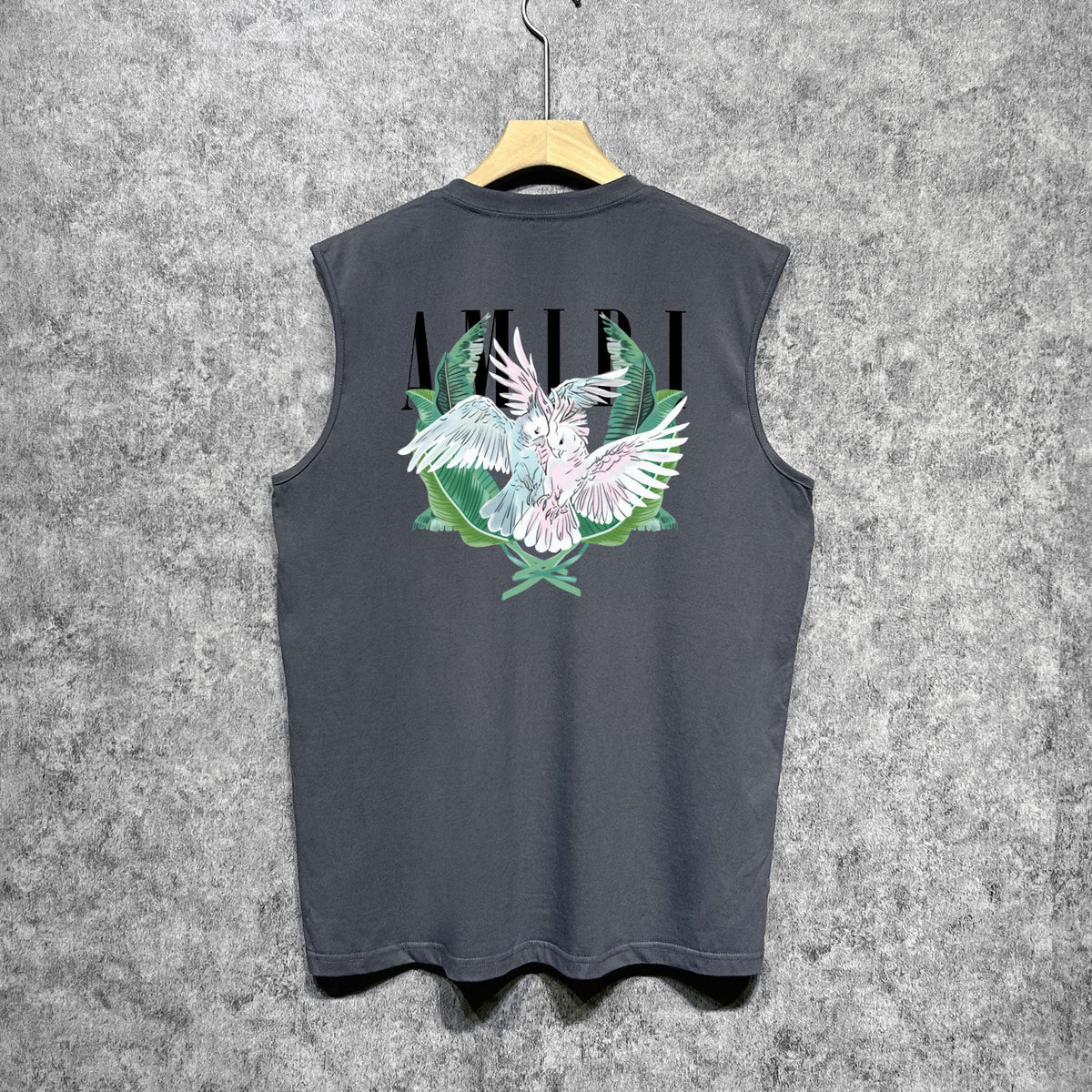 Amiri tank top pink parrot printing