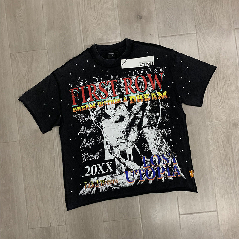 First Row T Shirts LOST UTOPIA ILLUSION CROPPED TEE Hot Diamond Street Fashion