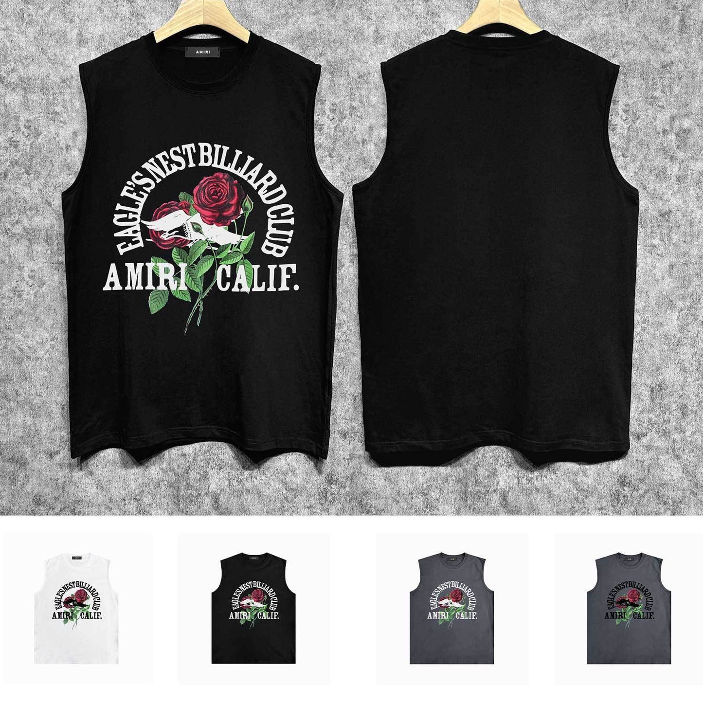 Amiri tank top rose printing