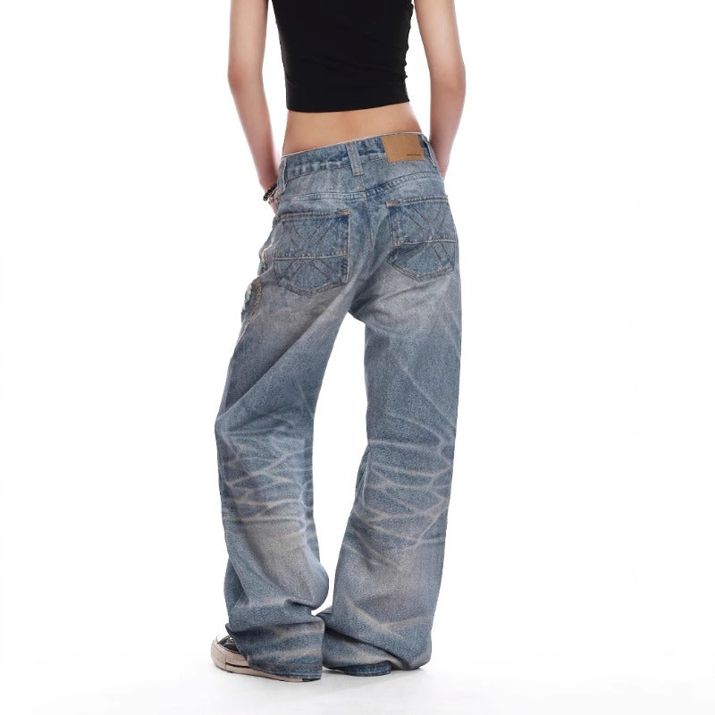 Women jeans summerretro3d chain pendant printing