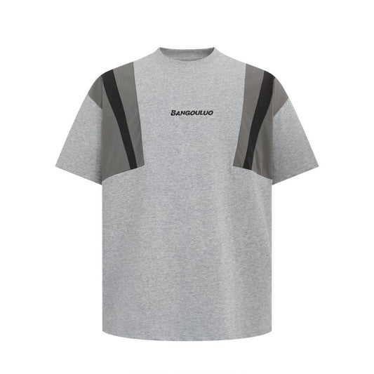 Men's t-shirt: american streetwear summer style - deconstructed, high-end, patchwork, relaxed fit, short-sleeve tee