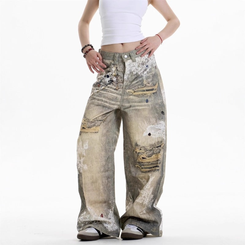 Women Jeans Retro Women Straight Loose