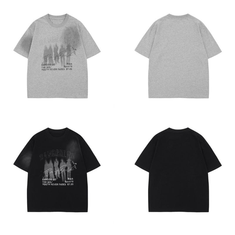 Men t shirt american neutral style summer street trendy classy touching shadow abstract design loose men's round neck short-sleeved t