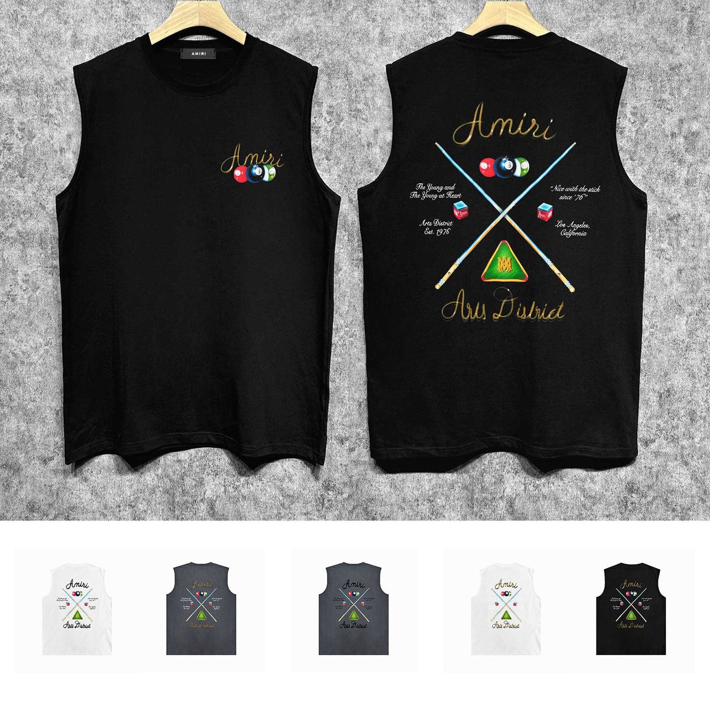 Amiri tank top billiard cue printing