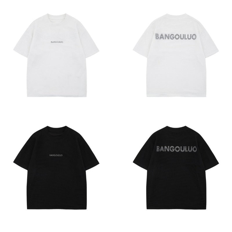 Men's t-shirt - american style, unisex, summer streetwear, cutout detail, premium logo graphic design, relaxed fit, crew neck, short sleeve