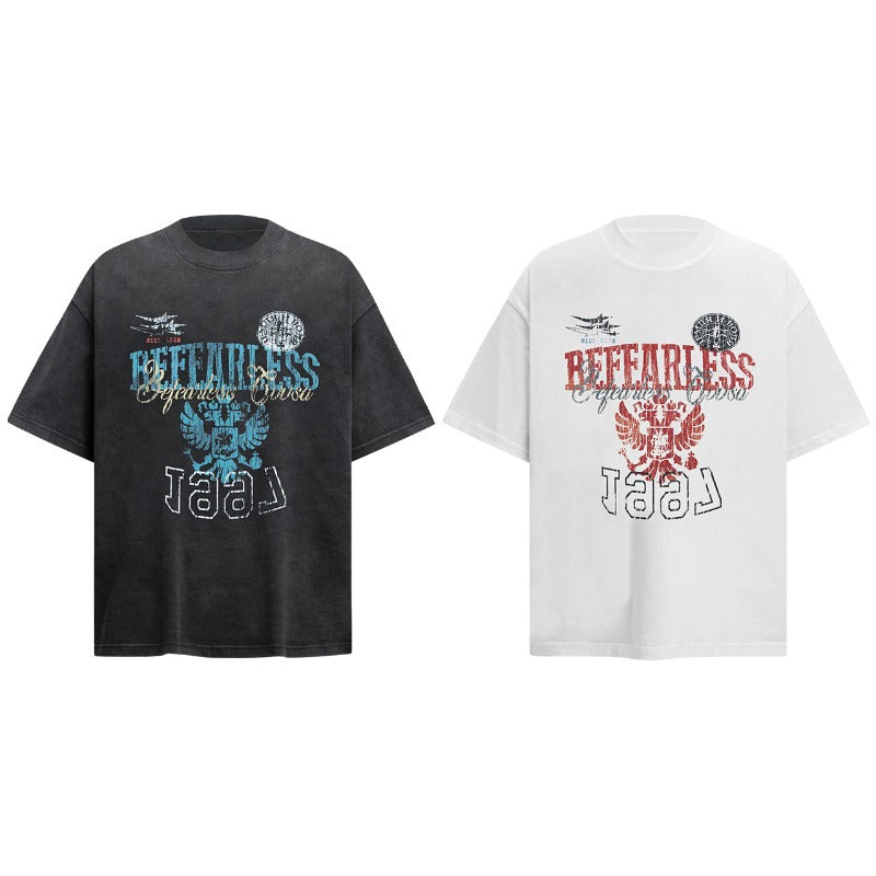 Men's t-shirt - american streetwear vintage lettering distressed design, relaxed fit, premium quality, unisex short sleeve tee