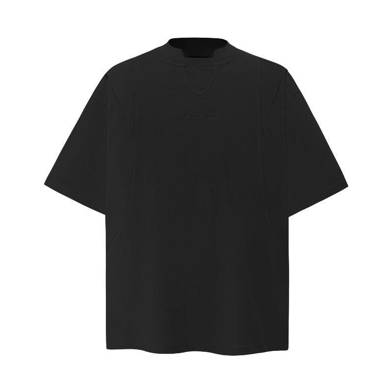Men's t-shirt: american summer, unisex, premium solid color, retro deconstructed design, high-end short-sleeve tee
