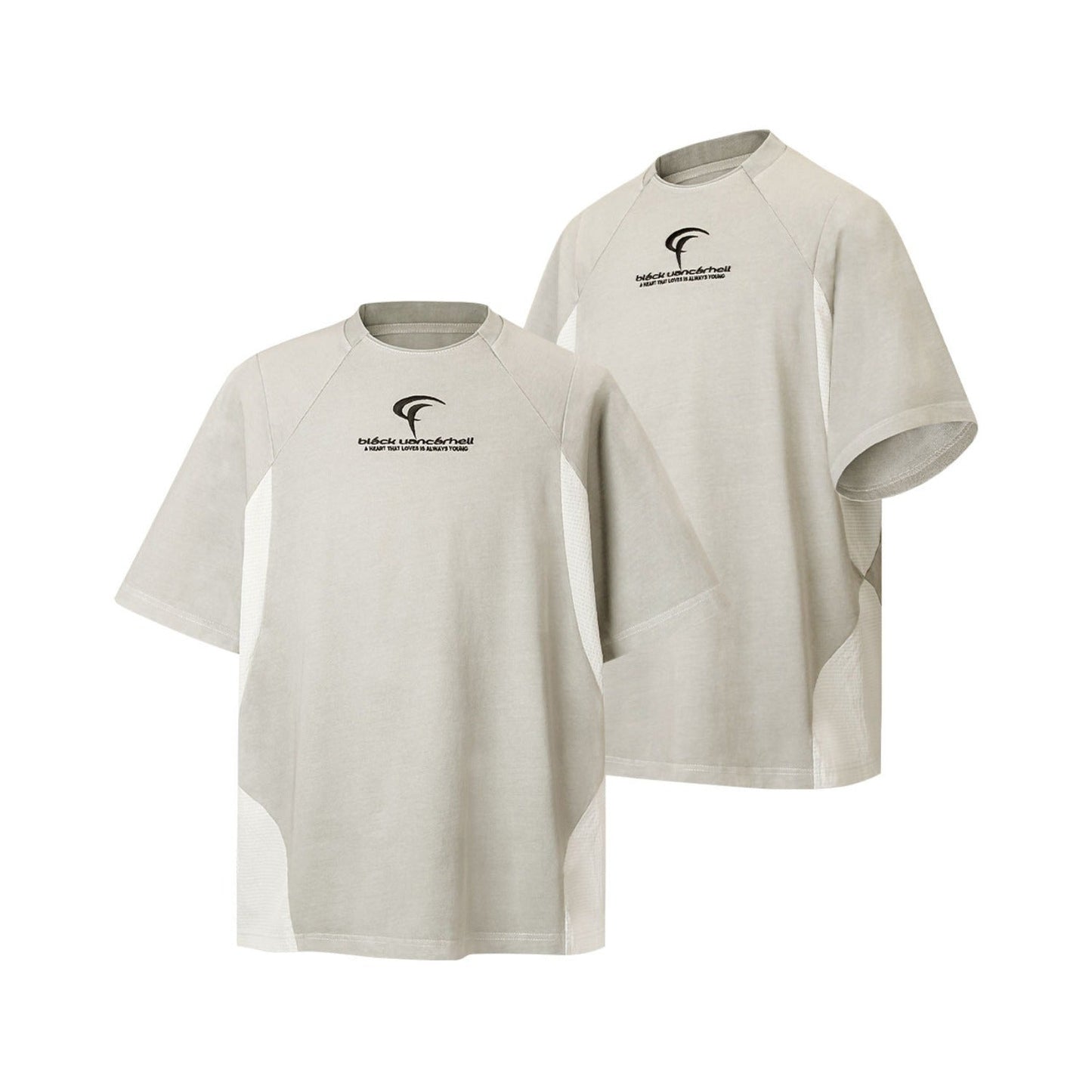 Unisex T-shirts Summer Splicing Men's Embroidered Loose Short Sleeve T-Shirt