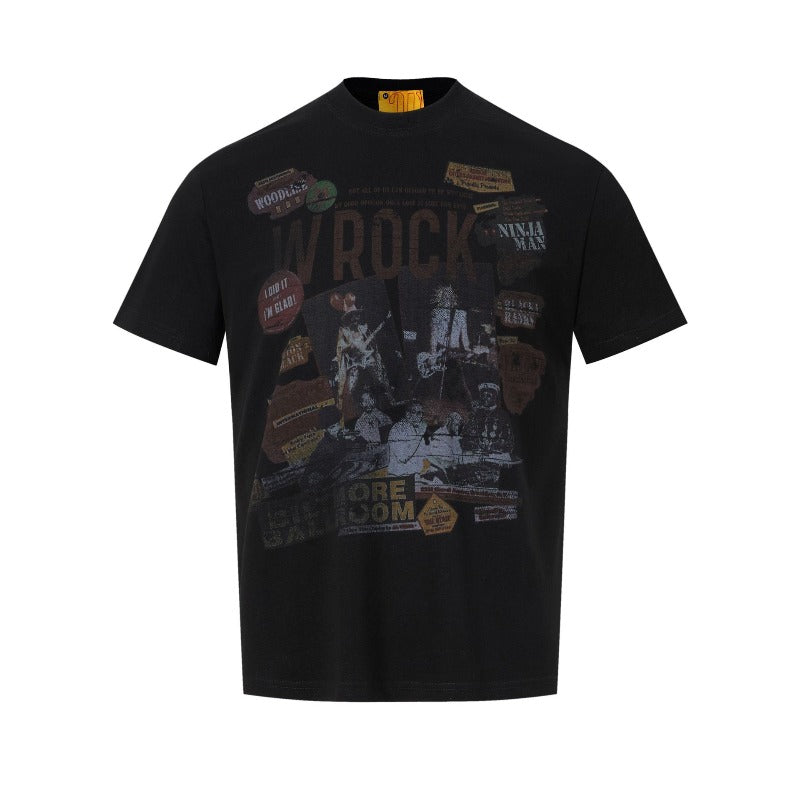 Men t shirt wt american street neutralclassysensesummer spoof pattern design cool men's fitted short-sleeved t-shirt