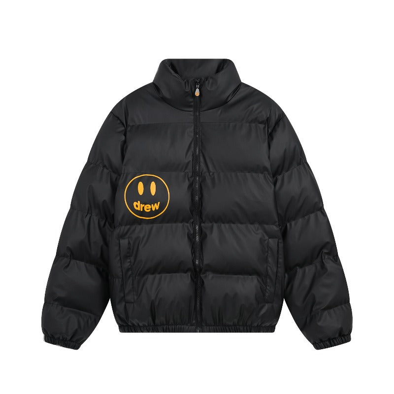 Drew house jacket fall and winter d@ew smiley letter pure color stand collar cotton outwear