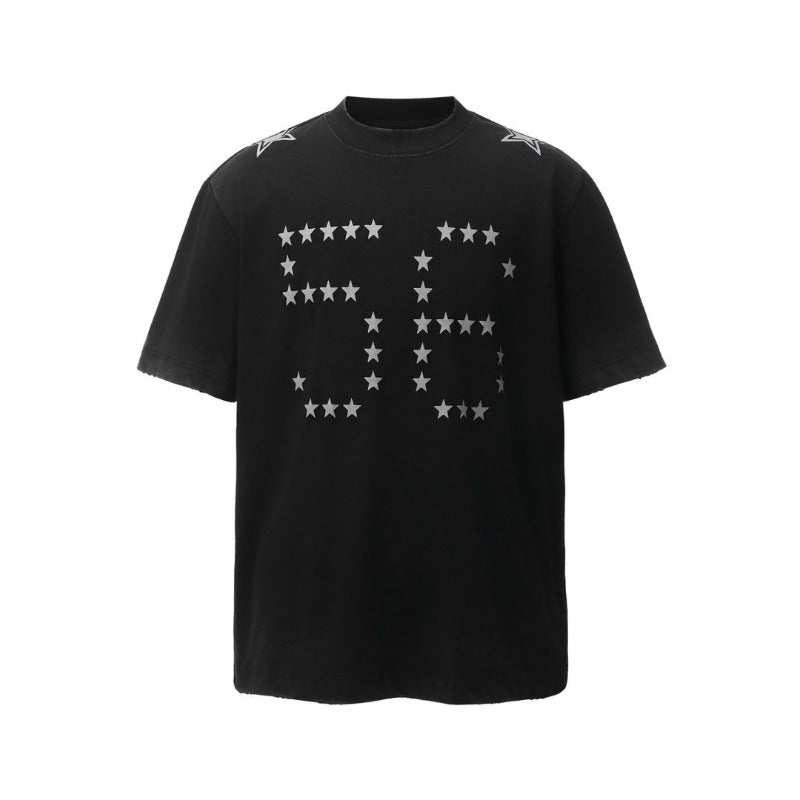 Men's t-shirt - american retro heavyweight double yarn printed letter design crew neck high street loose fit short sleeve tee