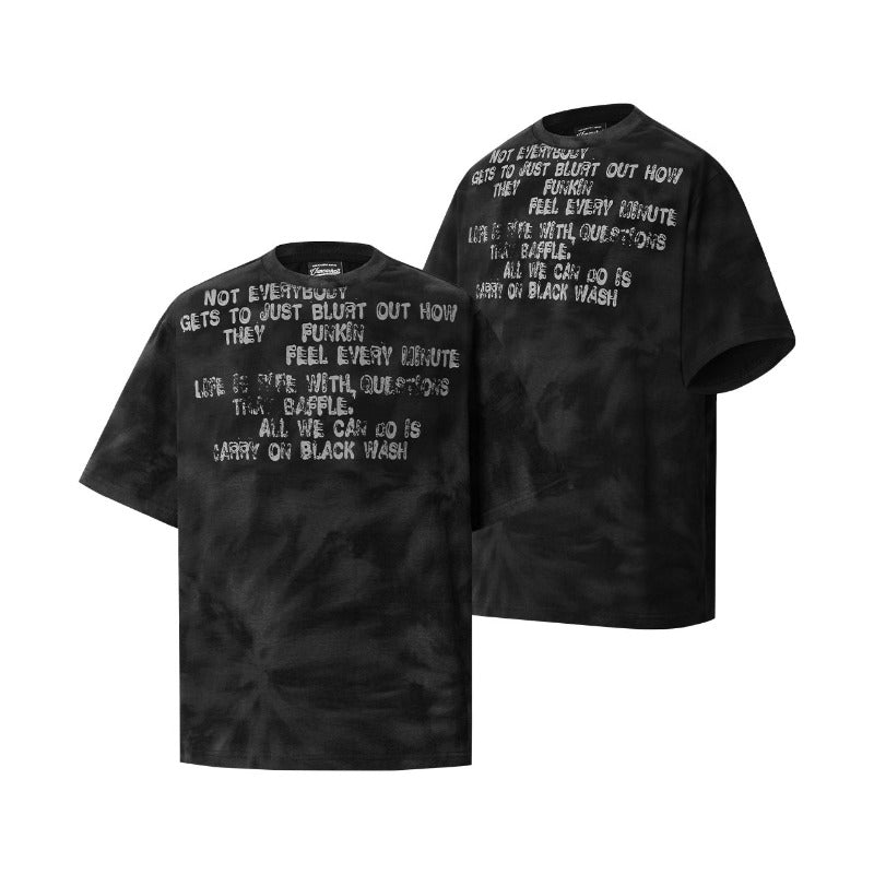 Men's american streetwear summer letter design loose tie-dye premium heavyweight short sleeve t-shirt