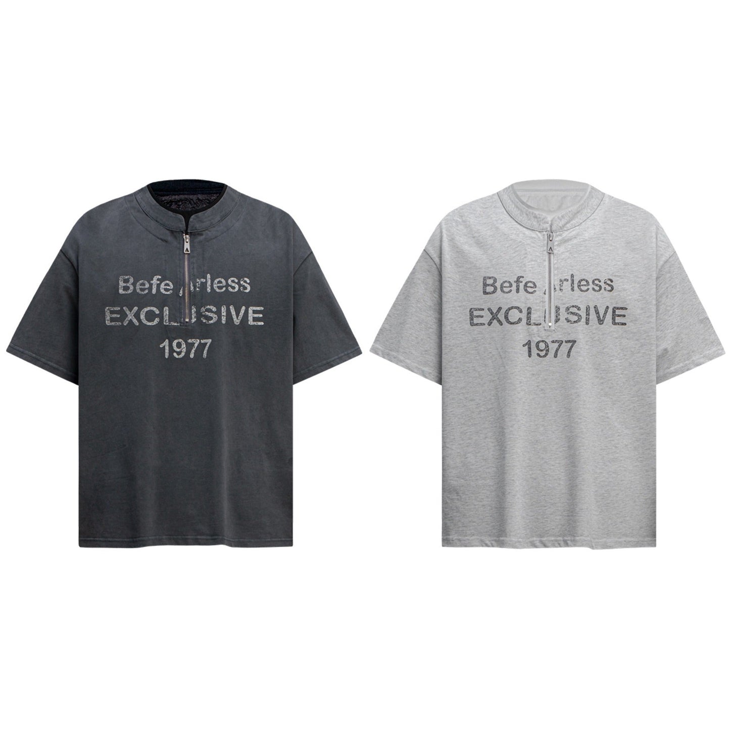 Unisex T-shirts Summer Fake Two-Letter Men's Loose Short Sleeve T-Shirt