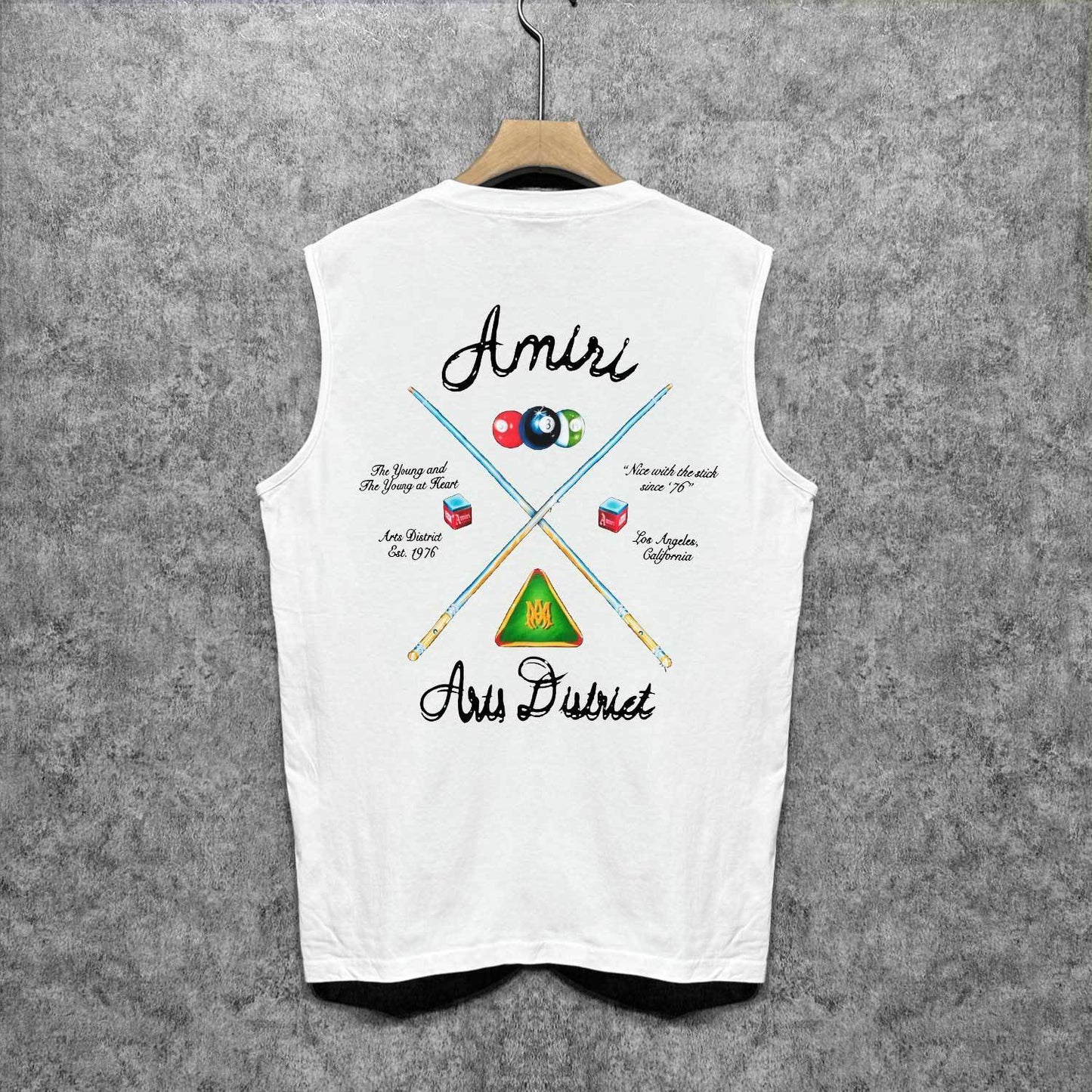 Amiri tank top billiard cue printing