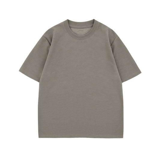 Men's t-shirt - american neutral summer streetwear, old money style, high-end design, textured, relaxed fit, crew neck short sleeve tee