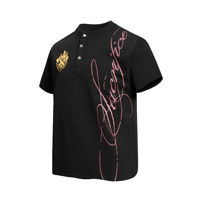 Men's t-shirt - american retro unisex air layer graphic button design high street slim fit short sleeve tee